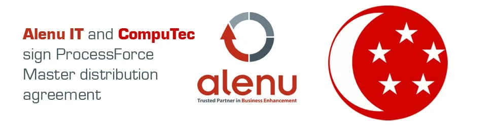 Alenu logo and the Singapore flag: Alenu IT and CompuTec sign CompuTec ProcessForce master distribution agreement
