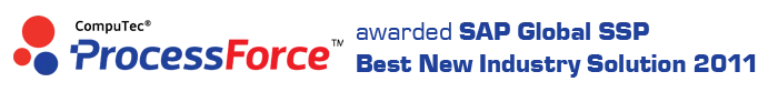 CompuTec ProcessForce banner: awarded SAP Global SSP Best New Industry Solution 2011