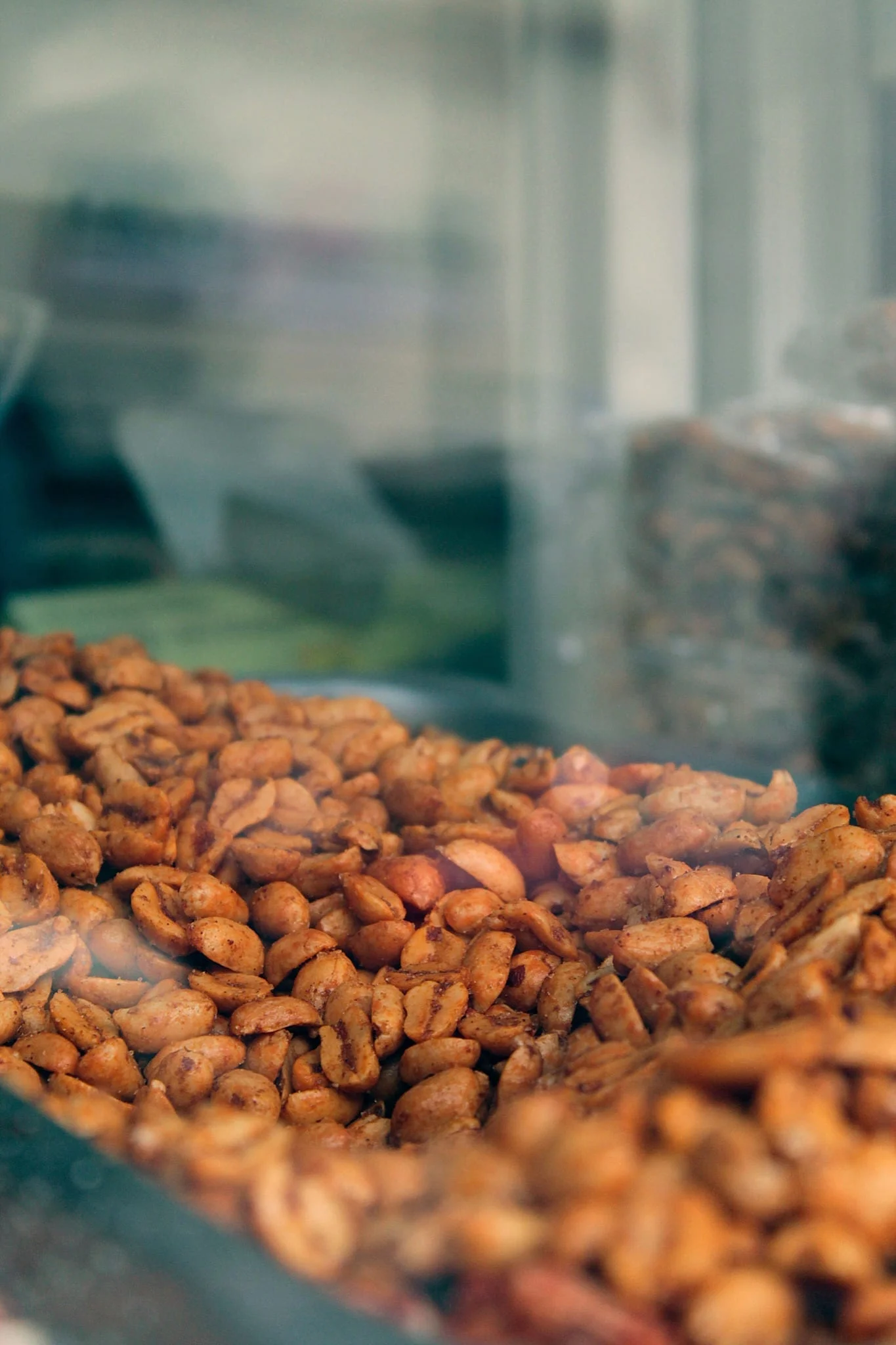 A tray of spiced roasted peanuts