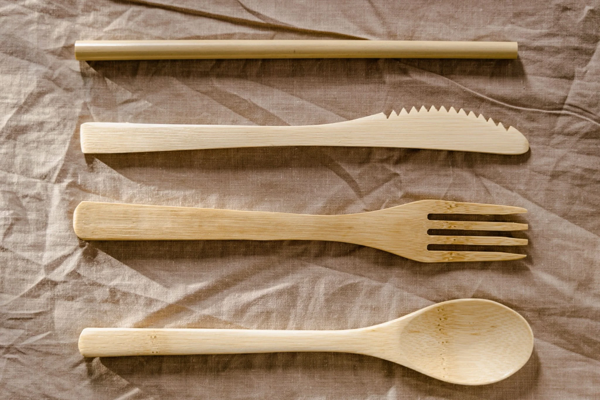 A set of biodegradable cutlery