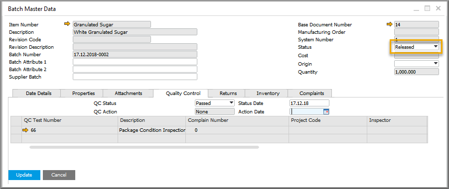 ProcessForce QC Test Batch Status Update 4