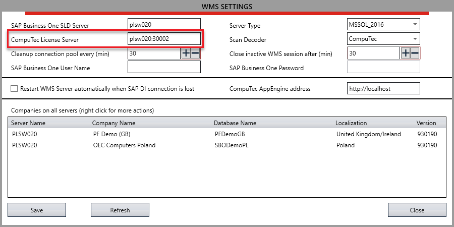 05 CompuTec WMS moving license server to WMS server