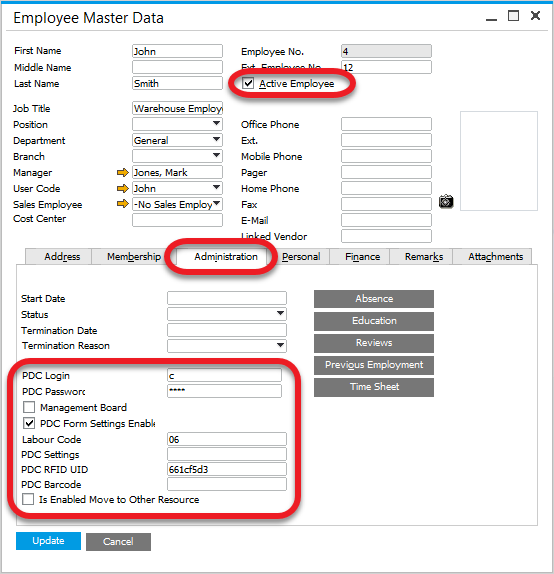 PDC_Settings Employee Master Data