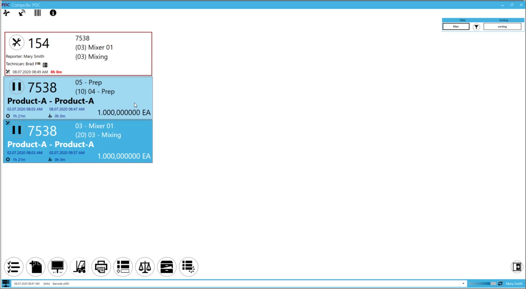 CompuTec PDC Downtime Tile