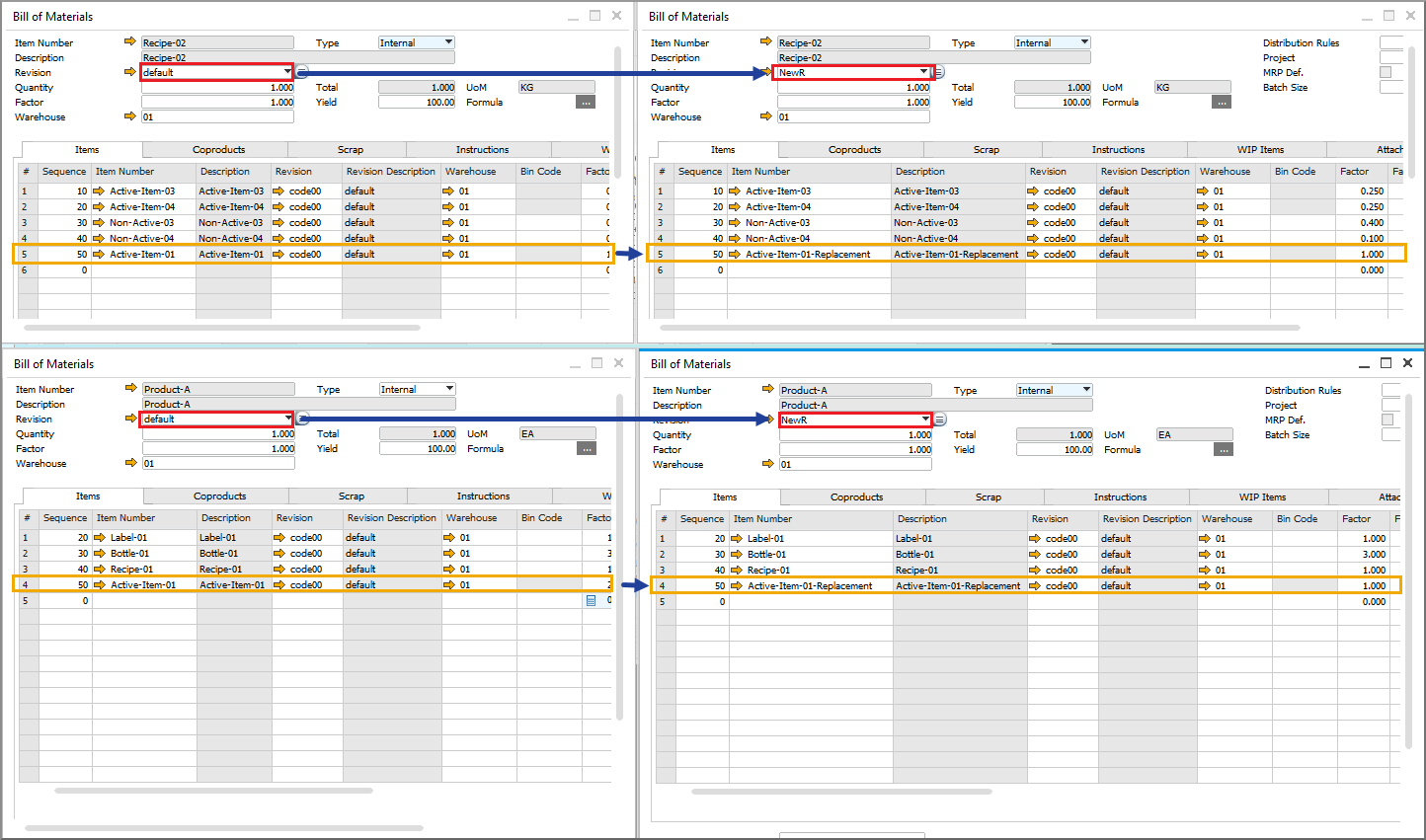 CompuTec BulkChange - BOMs post execution